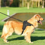 Adjustable Extra Large Dog Harness Reflective Breathable Pet Vest-Black