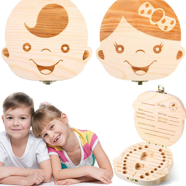 2Pcs Kids and Baby Tooth Keepsake Boxes Boy and Girl