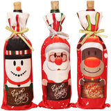 3Pcs Christmas Wine Bottle Champagne Cover Wrap Sleeve Bags Xmas Decor