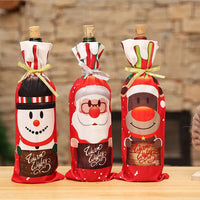 3Pcs Christmas Wine Bottle Champagne Cover Wrap Sleeve Bags Xmas Decor