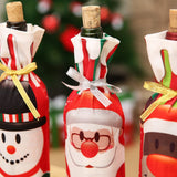 3Pcs Christmas Wine Bottle Champagne Cover Wrap Sleeve Bags Xmas Decor