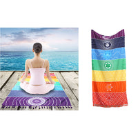 Microfiber Beach Towel Blanket Tassels Wall Hanging Decoration Rainbow Colors Soft Beach Towel