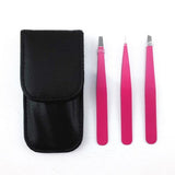 3Pcs Stainless Steel Eyebrow Tweezers Set