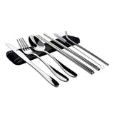 7Pcs Travel Utensils with Case Portable Knife Fork Spoon Chopsticks Sraight Straw Bent Straw Cleaning Brush Tableware Set