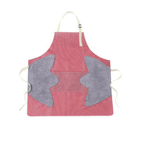 Adjustable Bib Apron With Front Pocket and Double Side Towels Striped Pattern Apron Kitchen Apron