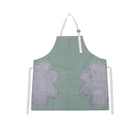 Adjustable Bib Apron With Front Pocket and Double Side Towels Striped Pattern Apron Kitchen Apron