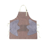 Adjustable Bib Apron With Front Pocket and Double Side Towels Striped Pattern Apron Kitchen Apron