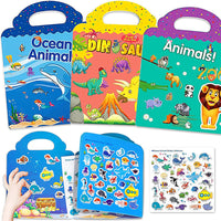 3 Pack Reusable Early Learning Kids Educational Stickers Books Set