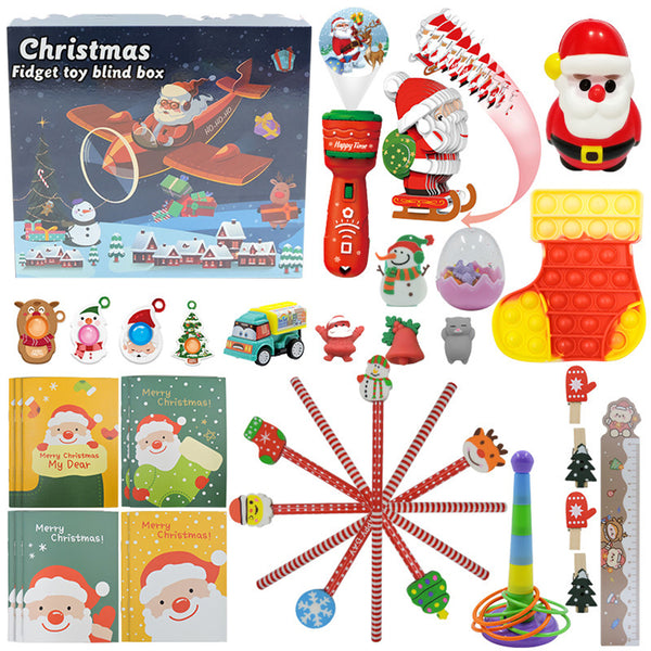 Fidget Calendar Advent Toy Christmas Toys Xmas Pop Simple Dimple Toy Gift Set-Style 1