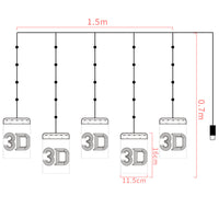 5-Piece Set 3D Christmas Window Hanging LED Lights