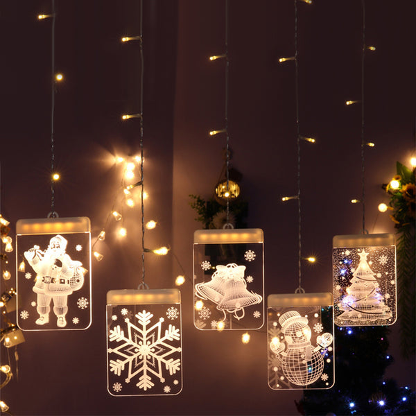 5-Piece Set 3D Christmas Window Hanging LED Lights