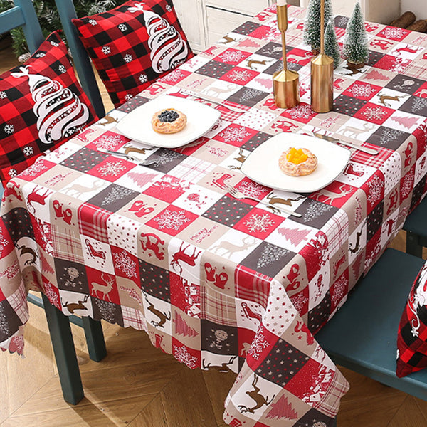 Christmas Tablecloth Rectangle Table Cover Cloth Xmas Dinner Party Decor Style 1