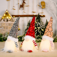 3-Piece Set Christmas Gnome Santa with LED Light Plush Doll Ornaments Tree Xmas Decors