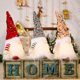 3-Piece Set Christmas Gnome Santa with LED Light Plush Doll Ornaments Tree Xmas Decors