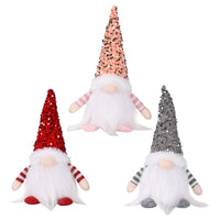 3-Piece Set Christmas Gnome Santa with LED Light Plush Doll Ornaments Tree Xmas Decors