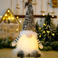 Christmas Gnome Santa with LED Light Plush Doll Ornament Tree Xmas Decor Grey