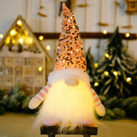 Christmas Gnome Santa with LED Light Plush Doll Ornament Tree Xmas Decor Pink