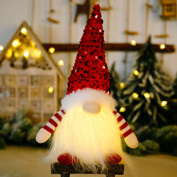 Christmas Gnome Santa with LED Light Plush Doll Ornament Tree Xmas Decor Red