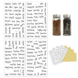 8 Sheets Kitchen Spice Herb Storage Jar Labels Stickers