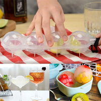 Set of 2 Pack 4 Holes Ice Ball Maker Cube Tray Whiskey Round Mould