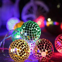 3M LED String Lights Disco Ball Party Battery Christmas Retro LED Mirror Balls Multicolor