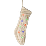 Knit Christmas Stockings with LED Light Xmas Home Decoration White