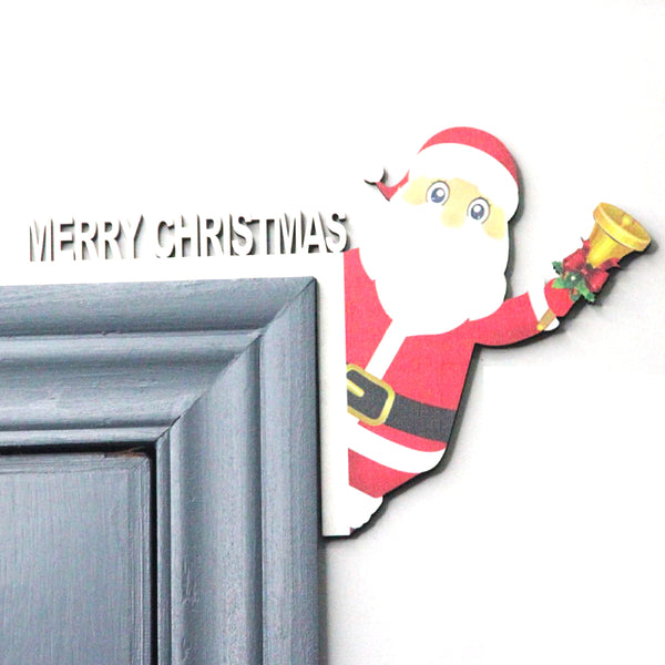 Christmas Door Corner Decoration Wooden Door Frame Santa Elk Decoration Style 2