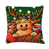 Linen Print Santa Claus Pillow Cover Home Decoration Cushion Cover Set