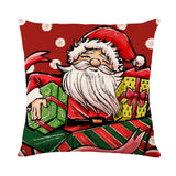 Linen Print Santa Claus Pillow Cover Home Decoration Cushion Cover Set