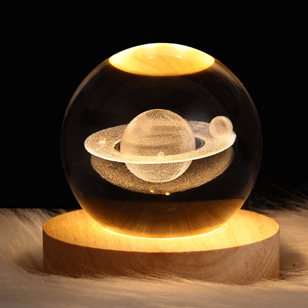 3D Glass LED Light Solar System Ball with Stand Base Style 3