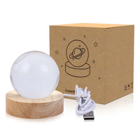 3D Glass LED Light Solar System Ball with Stand Base Style 1