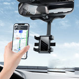 360 Degree Rotatable and Retractable Car Phone Holder Multifunctional Rearview Mirror