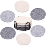 Set of 6Pcs Absorbent Drink Coasters Braided with Holders