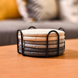 Set of 6Pcs Absorbent Drink Coasters Braided with Holders