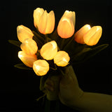 12Pcs Set Tulips Artificial Flowers LED Night Light Light Pink