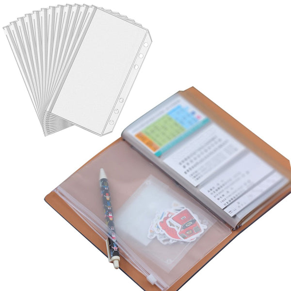 12pcs A6 Size Binder Pockets Clear Zipper Folders