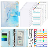 A6 Budget Binder Cash Envelopes Budget Planner with 12 Zipper Cash Envelopes Light Blue