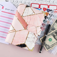 A6 Budget Binder Cash Envelopes Budget Planner with 12 Zipper Cash Envelopes Pink