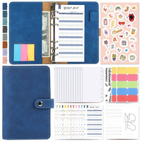 A6 Cash Budget Binder Accounting Book Zipper Bag with 12pcs Zipper Envelopes Blue