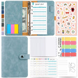 A6 Cash Budget Binder Accounting Book Zipper Bag with 12pcs Zipper Envelopes Light Blue