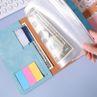 A6 Cash Budget Binder Accounting Book Zipper Bag with 12pcs Zipper Envelopes Light Blue