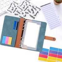 A6 Cash Budget Binder Accounting Book Zipper Bag with 12pcs Zipper Envelopes Light Blue