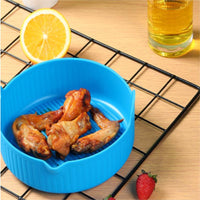 Air Fryer Silicone Pot Silicone Liners Air Fryer Basket with Oil Nozzle Design-Blue