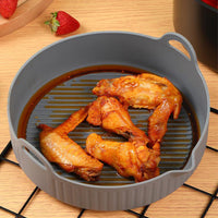 Air Fryer Silicone Pot Silicone Liners Air Fryer Basket with Oil Nozzle Design-Grey