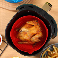 Air Fryer Silicone Pot Silicone Liners Air Fryer Basket with Oil Nozzle Design-Red