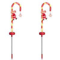 2Pcs Solar Christmas Candy Cane Lights for Christmas Decorations