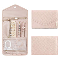 Foldable Jewelry Case Jewellery Pouch for Journey Organiser Travel-Pink