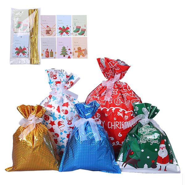 30pcs Christmas Gift Bag Party Candy Bags Cookie Gifts Wrapping Pouch with Tags