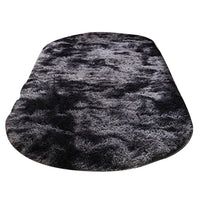 Tie Dye Soft Oval Fluffy Plush Area Rug Bedroom Carpet Home Decor 80 x 160cm-Dark Grey