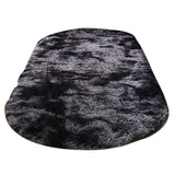 Tie Dye Soft Oval Fluffy Plush Area Rug Bedroom Carpet Home Decor 50 x 160cm-Dark Grey